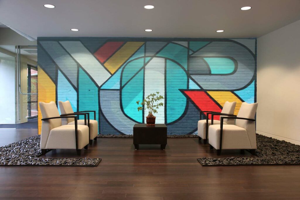 Graffiti Typographic Business Wallpainting Office Lobby Wall