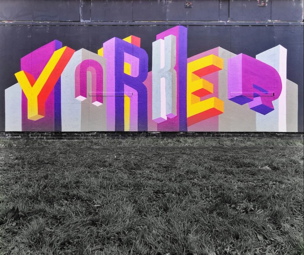 Muurschildering buiten (abstract Typografische graffiti Amsterdam)